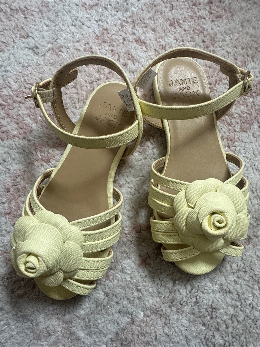 Janie and Jack Pale Yellow Floral Girls' Sandals
